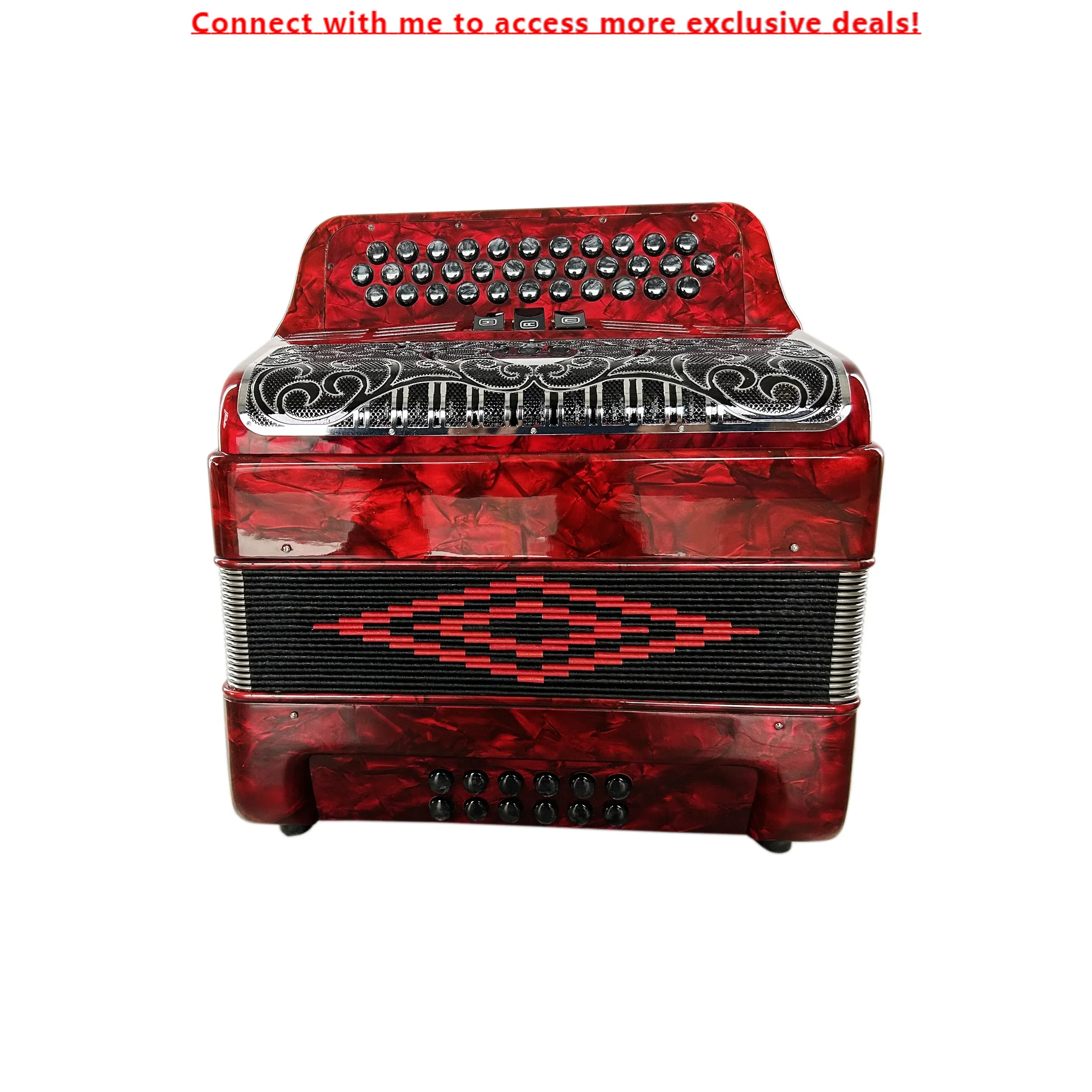 

SEASOUND OEM 34 Buttons 12 Bass 3 Registers Red Accordion Black Silver Grill Black Buttons Accordions Musical JB3412C
