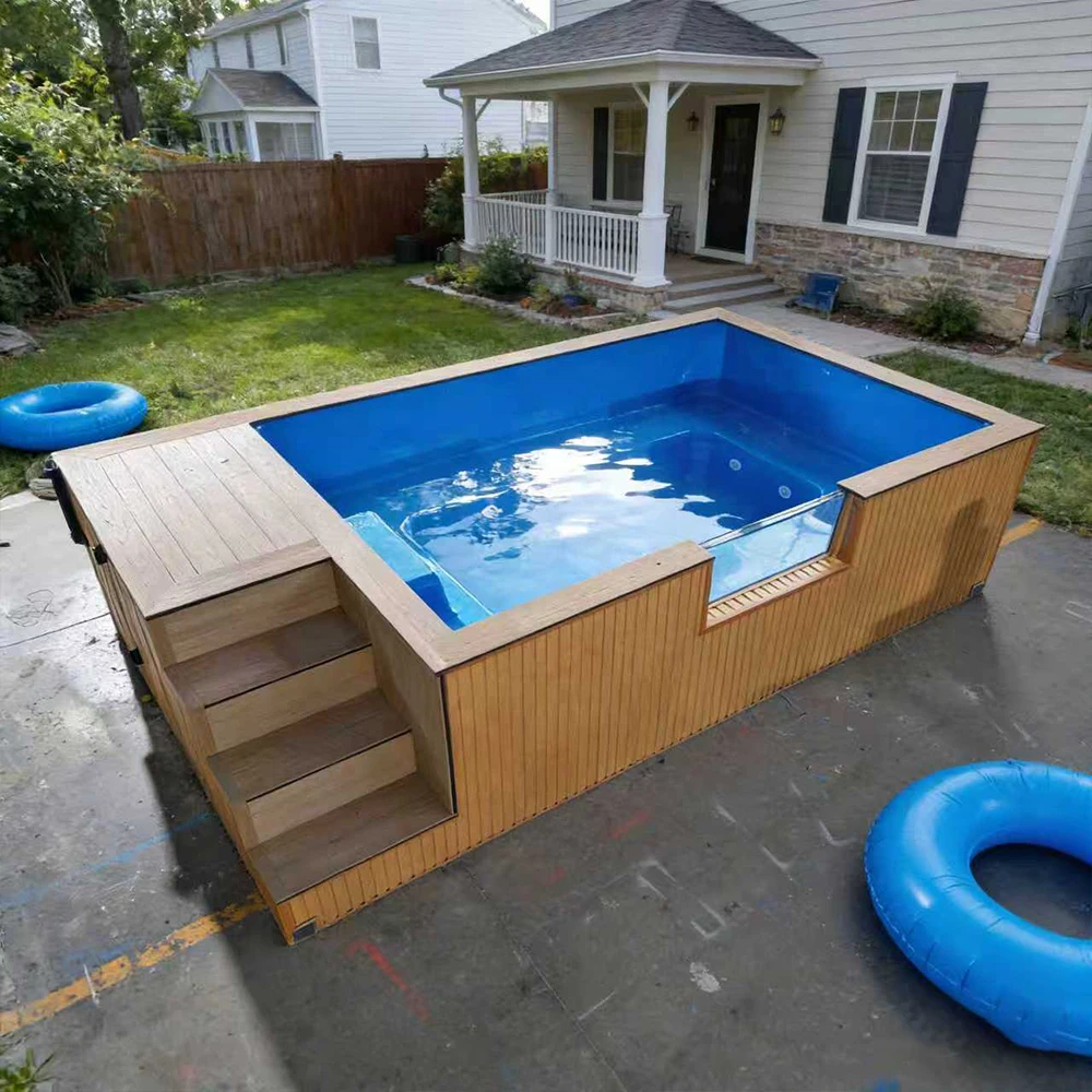Fiberglass Pool Shell with Integrated Seating Area Tanning Ledge for Adults Plunge Piscina
