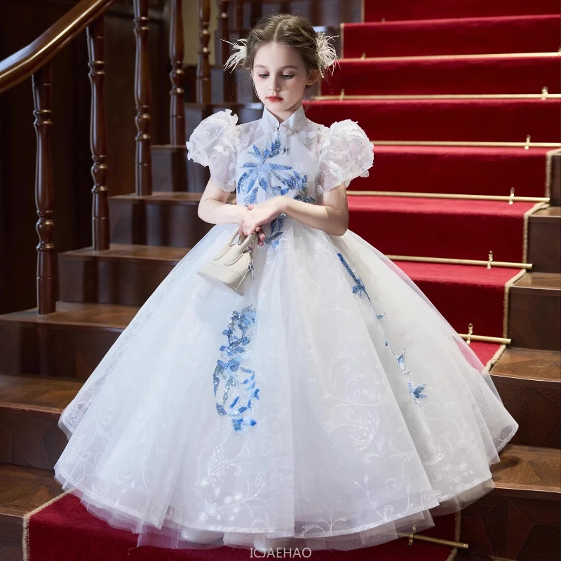 

Chinese Style Girls Princess Dress Children Birthday Party Pageant Gown Kids Costume Piano Recital Wedding Flower Girl Outfit