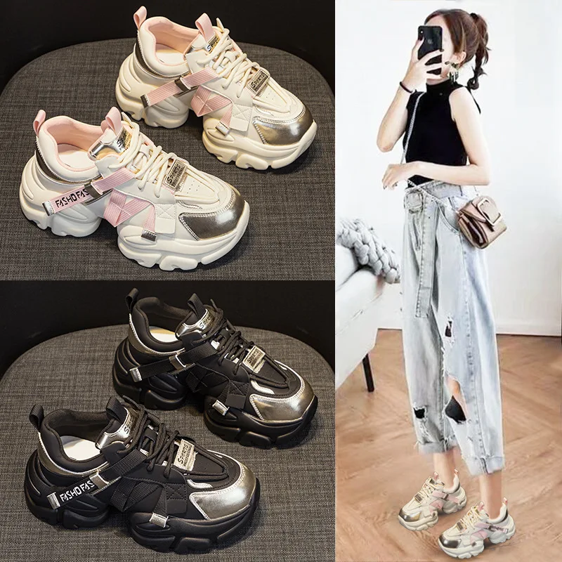 

Trendy Dad Shoes Women's 2025 New Spring Autumn Small Size Heightening Versatile Casual Sports Shoes Thick Bottom Leisure Fas...