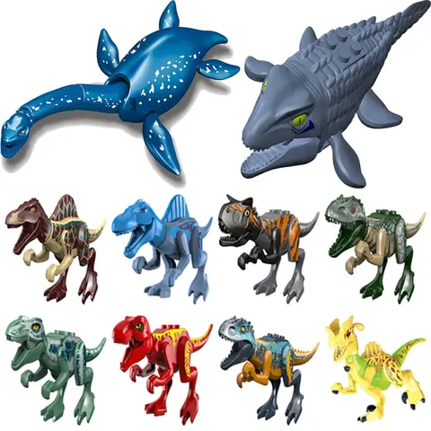 Jurassic Park World Dinosaurs Rex Mosasaurus Indoraptor Triceratops Indominus Model Building Blocks Toys Construction Figures