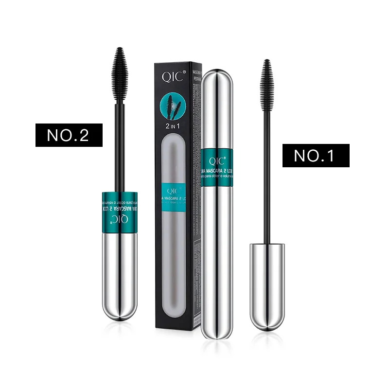 Mascara 2 in 1 a doppia estremità, effetto allungamento e voluminoso delle ciglia, trucco impermeabile a prova di sbavature, aspetto personalizzabile, regalo