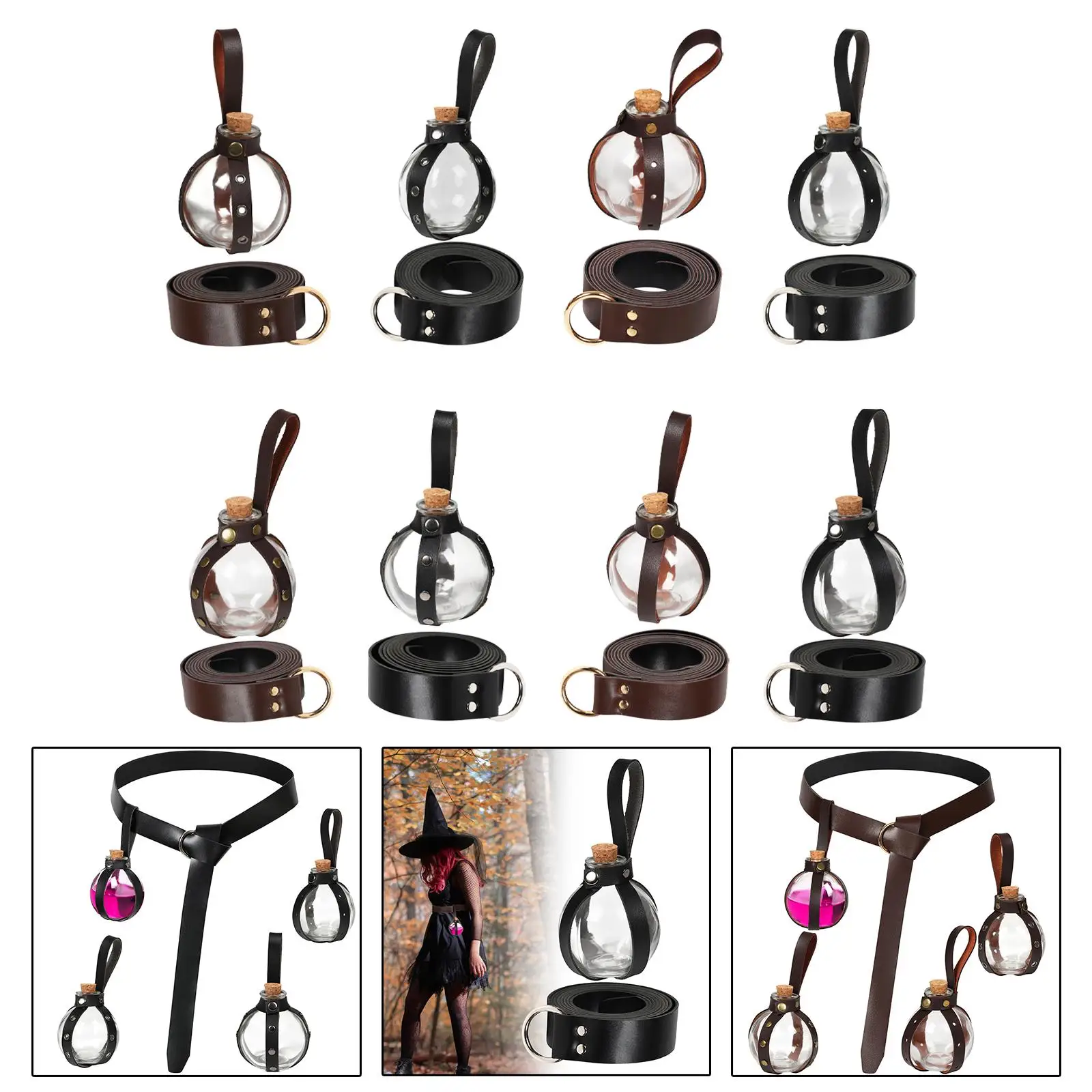 Cintura vichinga Accessori medievali Cintura in pelle PU da cavaliere decorativa trasparente con