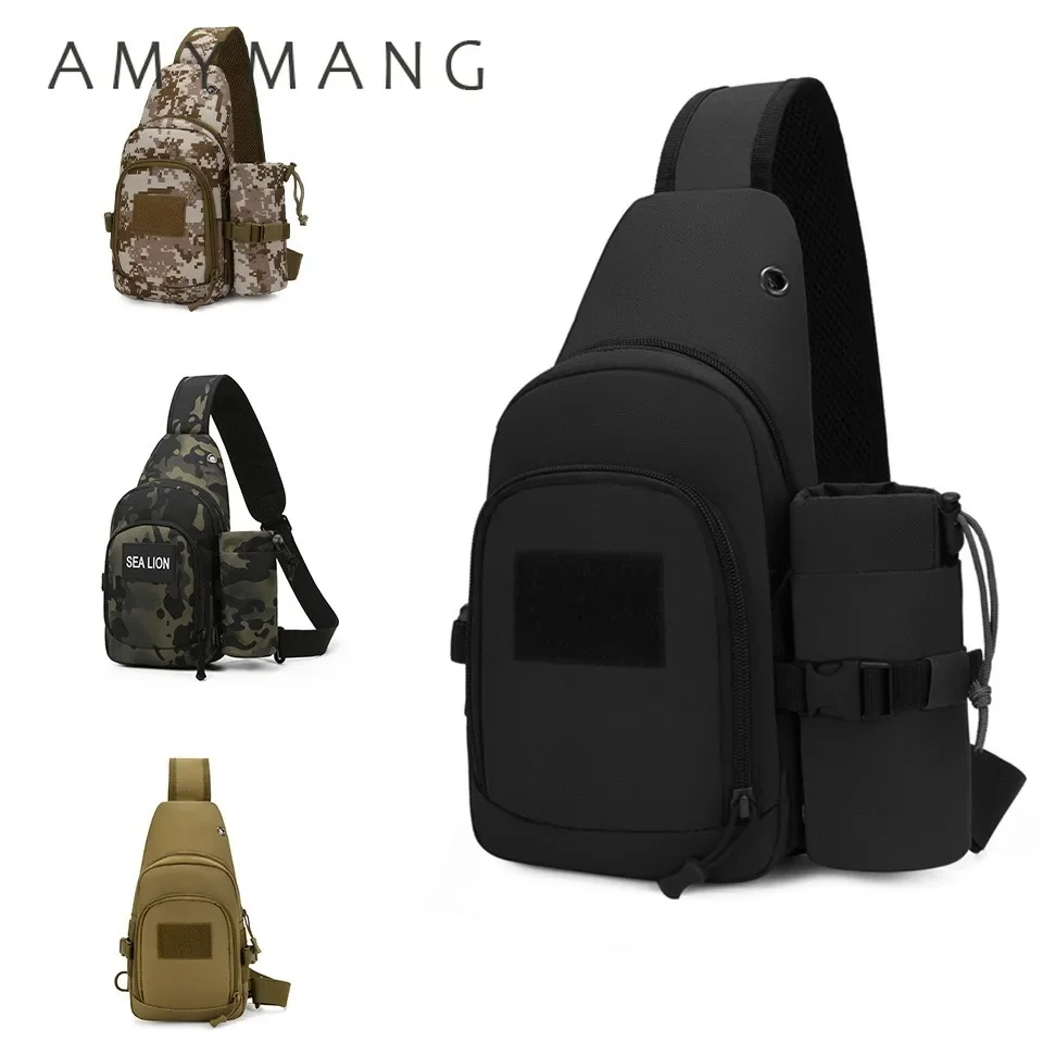 Portable Hiking Travel Sling Shoulder Bag Molle Chest Bag Men Outdoor Sports Bottle Pouch Camping Hunting Fishing Chest Backpack