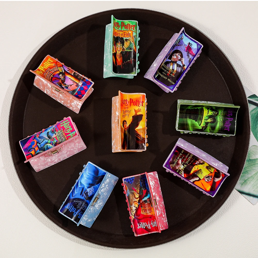 

Random 9PCS Harry Potter Book Cover Hair Claw Clips - Assorted Magical Wizarding Book Designs, Cute Hair Accessories for Fans