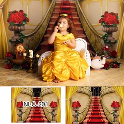 Disney Cartoon Retro Castles Beauty and The Beast Scenic Backdrop Photography Girl Princess Birthday Poster Decor Background