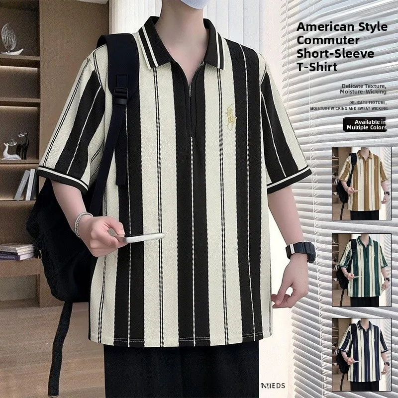 

Лето 2026: Новая мужская повседневная рубашка из ледяного шелка и чистого хлопка с отложным воротником, приталенного кроя, из полиэстера.