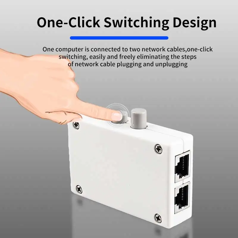 Mini 2 Port RJ45 Network Switch Ethernet Dual 2 Way Port Manual Sharing Switcher RJ45 Network Box Hub Adapter Splitter Conterver