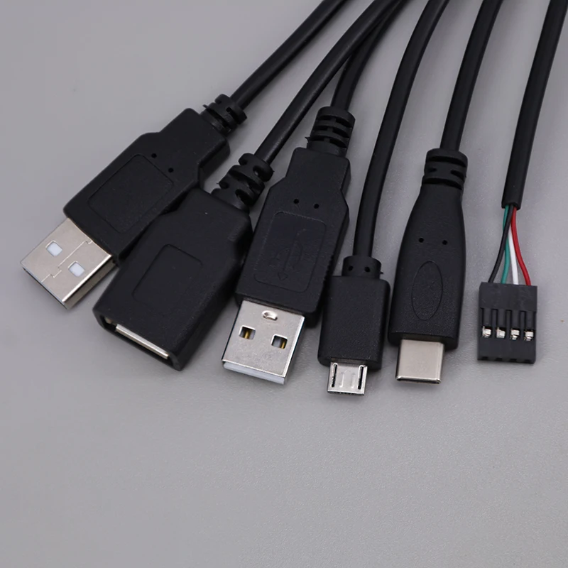 4*1Pin 4pin Motherboard Female Header to USB 2.0 mirco type c jack Male /Female Dupont Extender Cable 0.3m
