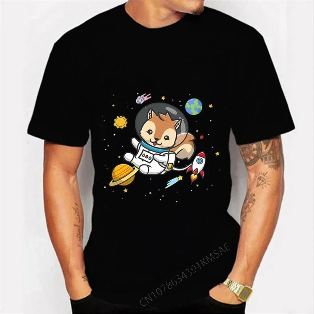 New Summer Hip Hop T Shirt Men Women space Squirrel print Harajuku T-Shirts short sleeve women men brand Tees oversized Tops