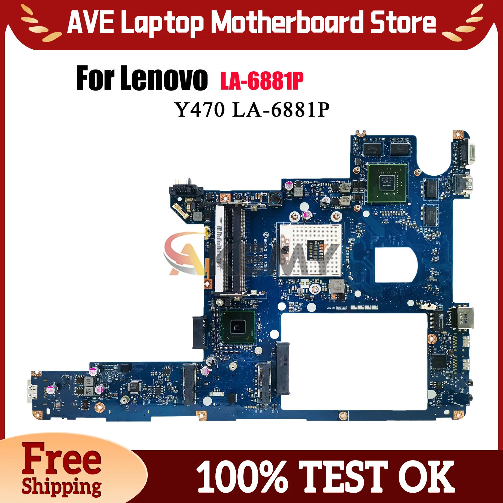 

LA-6881P для ноутбука Lenovo Ideapad Y470, материнская плата с HM65 GT550M 1 ГБ DDR3, 100% полностью протестирована