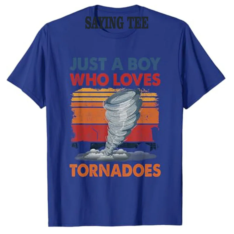 Just A Boy Who Loves Tornado Weather Storm Tornado Chaser T-Shirt Boys Fashion Meteorologist Graphic Top Short Sleeve Saying Tee