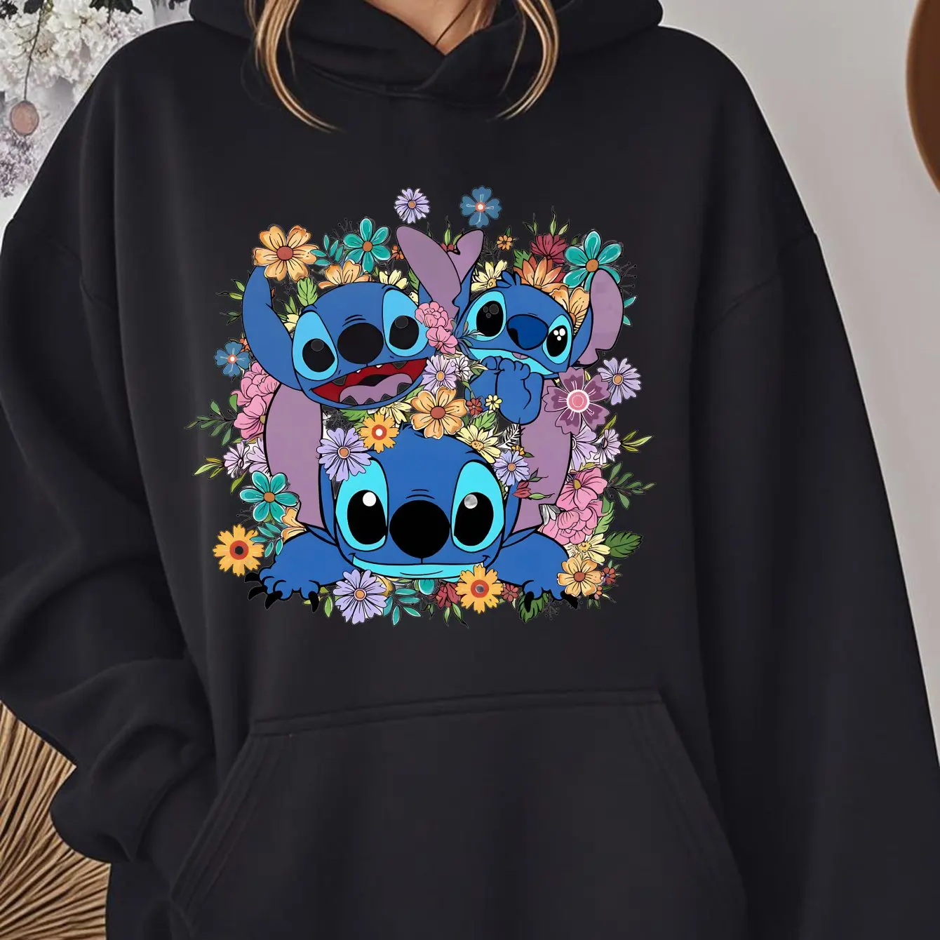 

Толстовки с капюшоном Disney Stitch, модная уличная одежда большого размера, толстовки унисекс, осенне-зимние флисовые повседневные универсальные толстовки