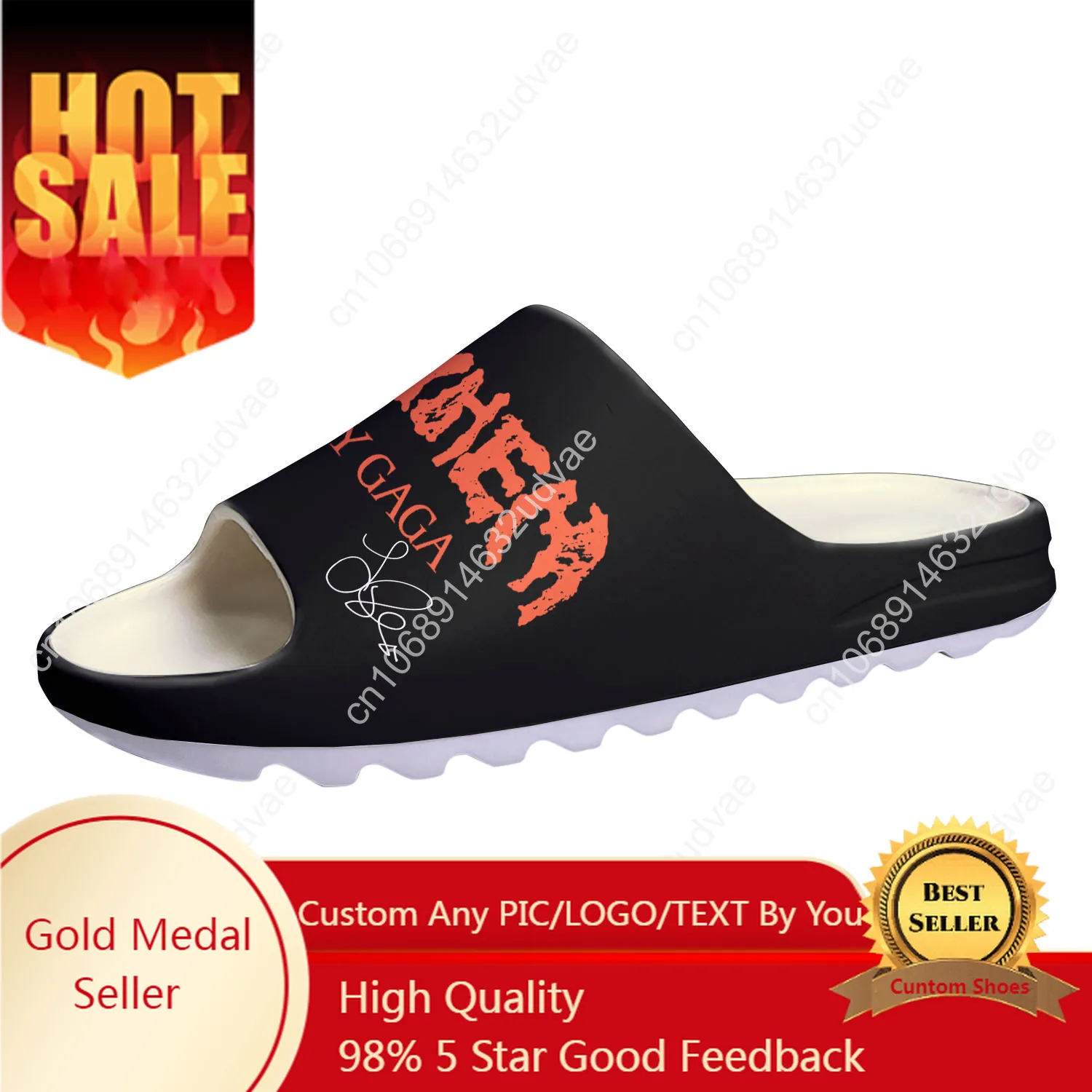 

Lady Gaga Custom Made Soft Sole Sllipers Home Clogs Step On Water Shoes Mens Womens Teenager Bathroom Beach Step In Slliper