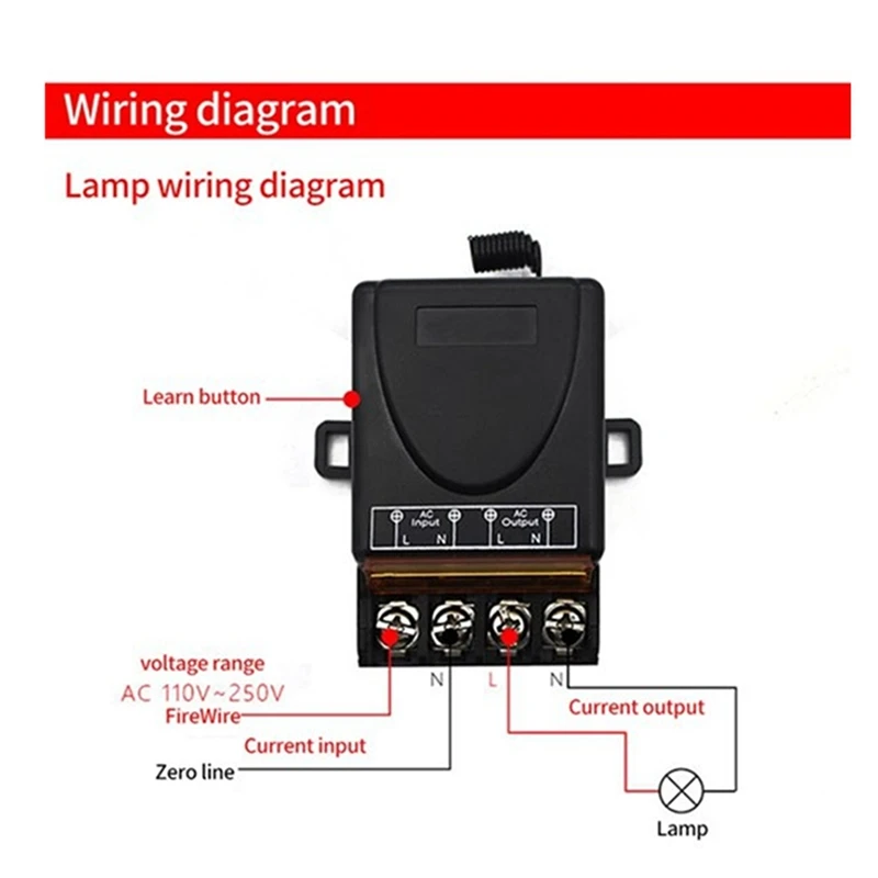 AC 220V 30A 1CH 433Mhz Wireless Remote Control Switch RF Relay Receiver + Off/On Transmitter A-Y41A
