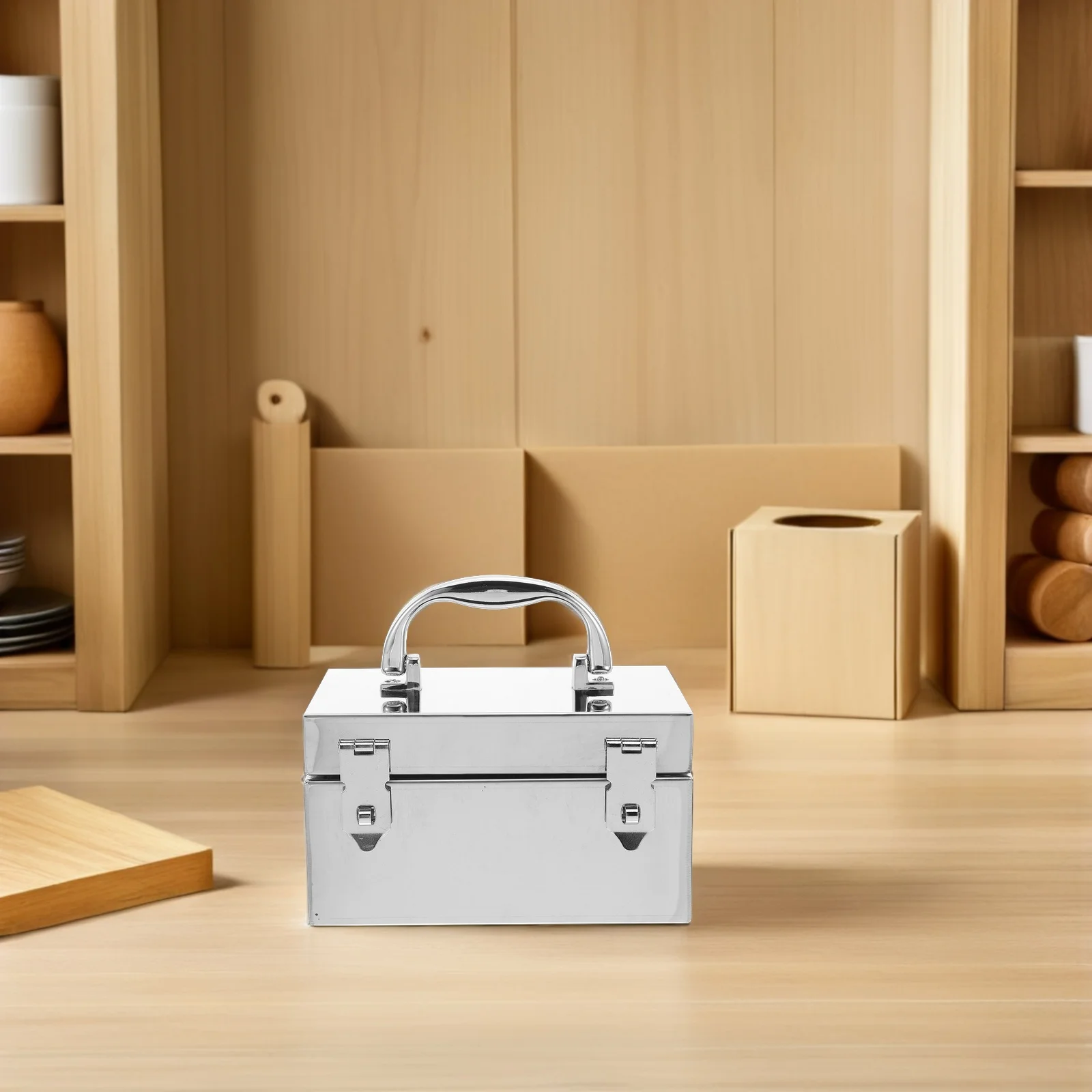 

Lockable Stainless Steel Cash Fireproof Security Storage Safe Box For Money Receipts Documents Portable Metal Tool Box With