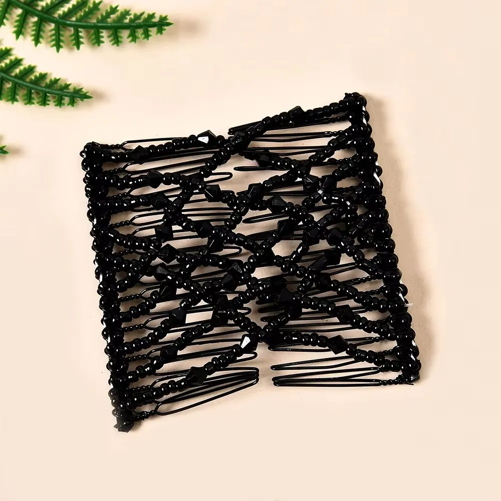 DIY Women Elastic Magic Hair Combs Vintage Hair Clip Claw Bun Maker Tools Hairstyle Fashion Pearl Beads Hairdo Hair Accessories