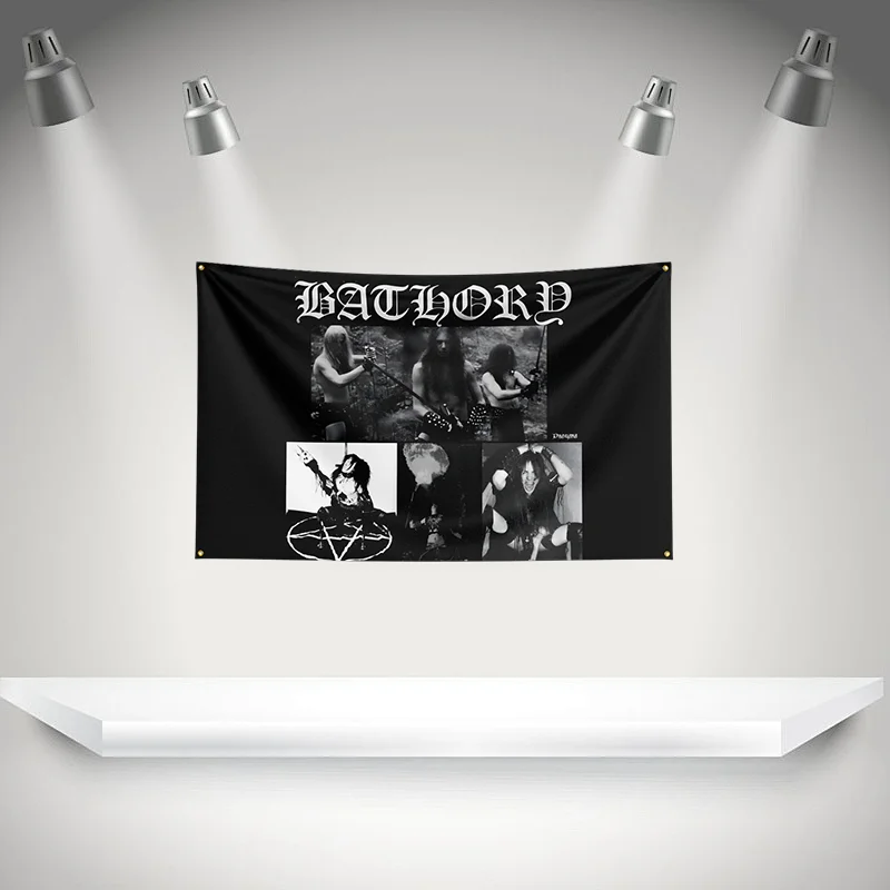 B-Bathorys Flag Rock Music Band Banner   HD Printing Tapestry Exhibition, Music Band Fans, Garage Decor