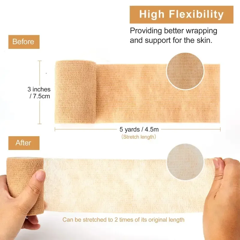 Skin Color Athletic Wrap Tape Self Adhesive Elastic Bandage Sports Protector for Knee Finger Ankle Palm Shoulder 1pcs 10pcs