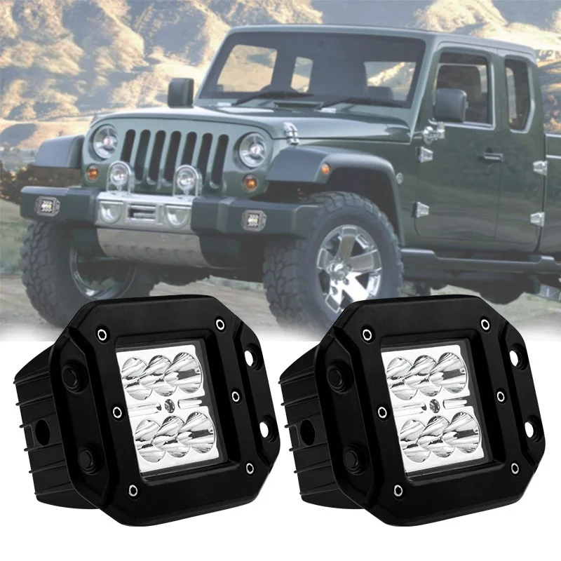 Flashing Led Off-Road Vehicle Roof Light 18w Square Lamp Warning Light Car Modification Aluminum Alloy Three Proof Spotlight