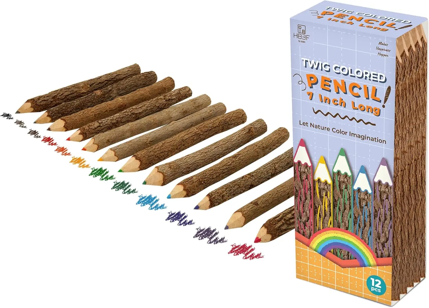 

7-Inch Assorted Wood Bark Pencils Set for Kids and Adults, Ideal for Camping Decor and Wedding Favors
