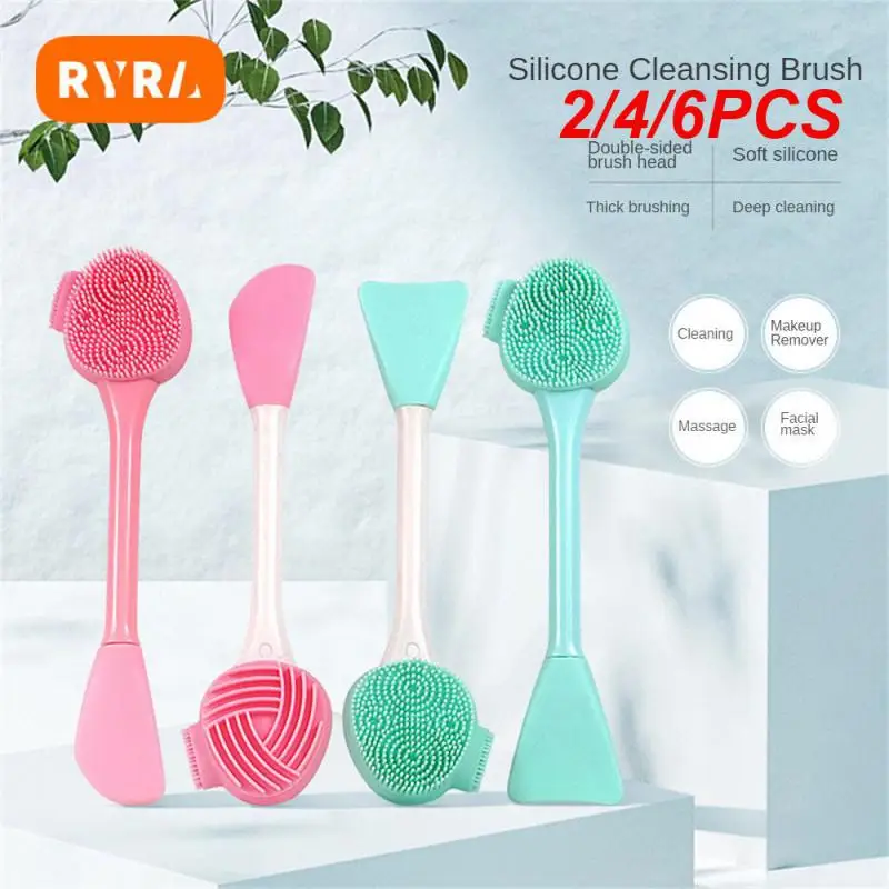 2/4/6PCS Film Adjustment Stick Dual-purpose Fit The Contour Of The Hand Long Rod Beauty Makeup Tool Facial Cleanser Brush