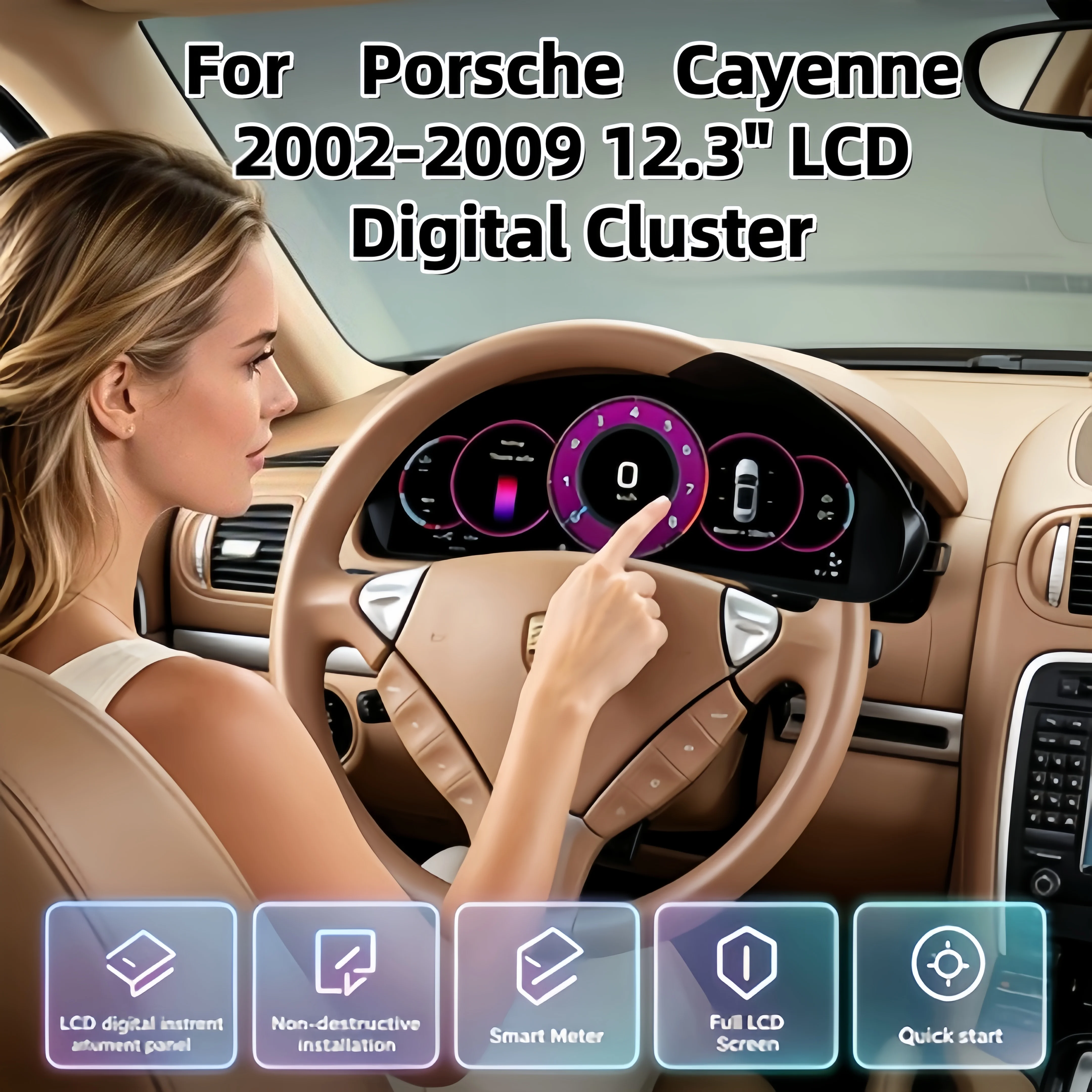 12.3'' Auto LCD Dashboard Panel For Porsche Cayenne 2002-2017 Year Digital Cluster Instrument Gauge Sets Display Snelheidsmeter