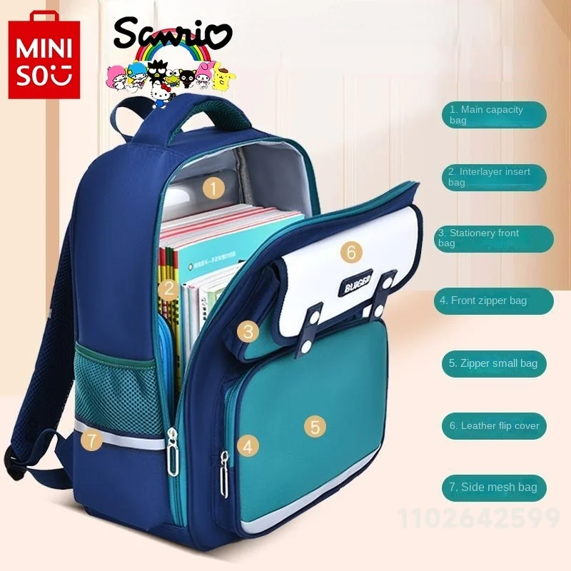 Miniso Sanrio New Girls' Backpack Fashionable High Quality Nylon Student Backpack Large Capacity Multi Functional Boys Backpack