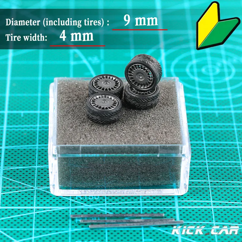 1/64 ABS دييكاست نموذج عجلات السيارة مع الإطارات المطاطية مجموعة 9 مللي متر قطر للعجلات الساخنة توميكا نموذج سيارة تعديل أجزاء