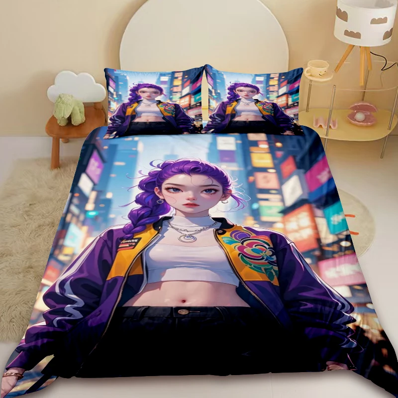

Girls K-pop Demon Hunters Duvet Cover Rumi Bedding Set Comforter Cover Queen King Bedroom Dormitory Decor Children Gifts