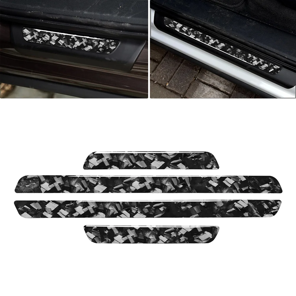 

4PCS Car Threshold Door Sill Plate Guard Strip Trim Forged Pattern Decoration For Audi Q7 SQ7 4M 2016 2017 2018 2019