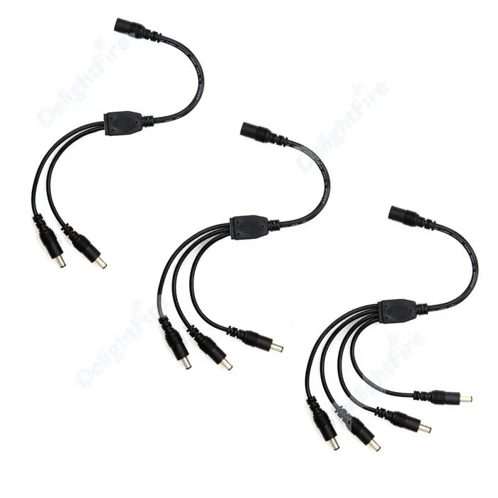 DC Y Splitter Cable 1 Female to Male 5.5mm x 2.1mm DC Power Extension Wire for CCTV Security Cameras Surveillance Routers DVR