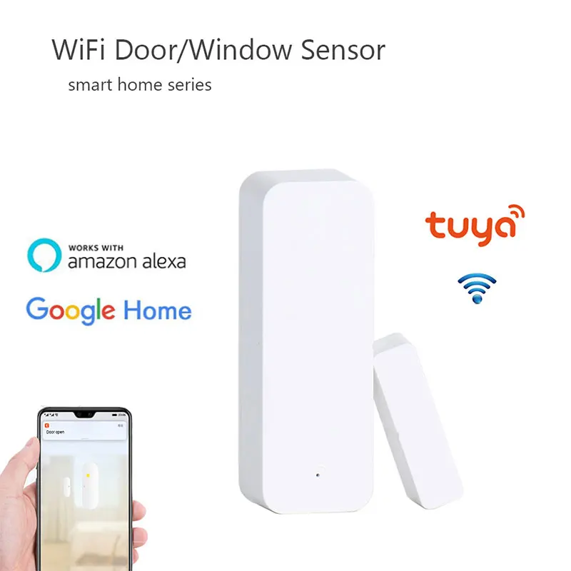 Tuya WiFi Magnetic Door Window Contact Sensors Smart Home Smartlife Safety Alarms Security Protection Work With Google Assistant