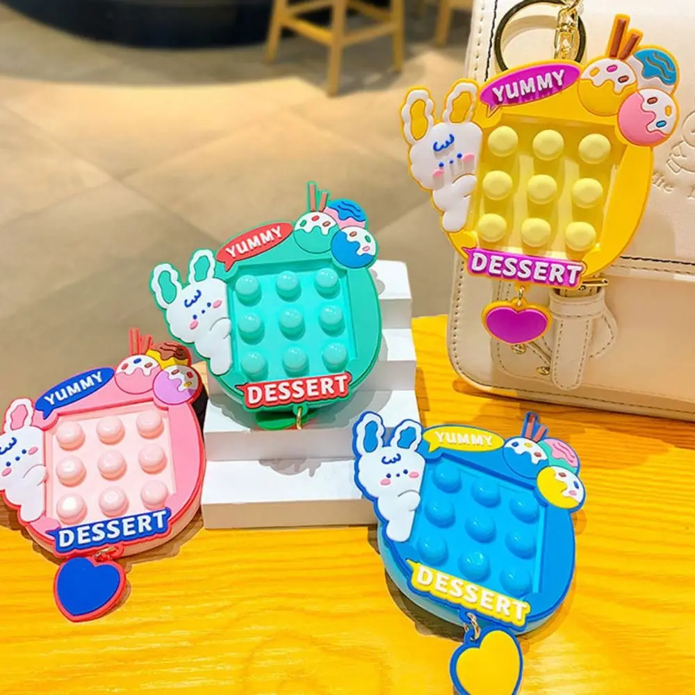 Push Bubble Dimple Toy Keychain Rabbit Key Rings Fidget Toy Keyring Maze Pinch Cartoon Pinch Bubble Toys Keychain Children