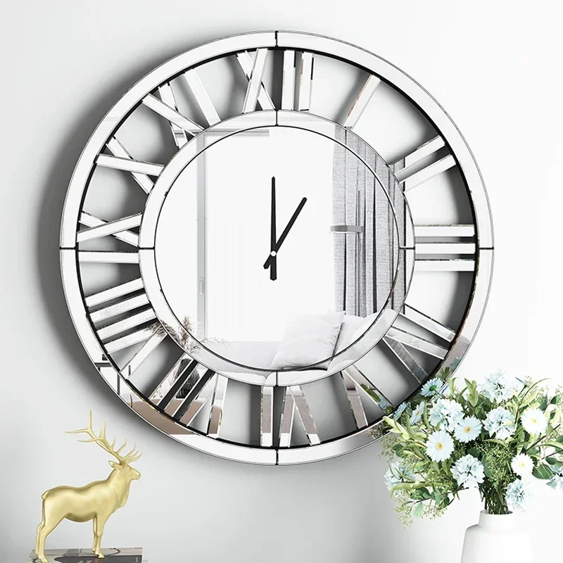 Nordic Luxury Wall Clock Modern Design Big Size Silent Large Mirror Silver Clocks Wall Home Decor Living Room Home Decoration