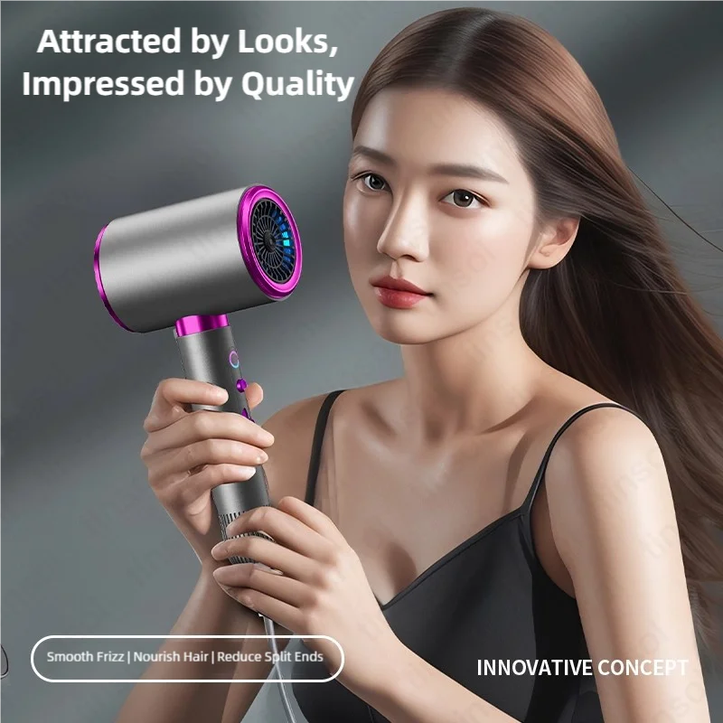 Hair Dryer 2400W High Power Negative Ion Fast Drying Quiet Strong Airflow Salon Home Hotel Use US/EU/UK/AU Plug Hammer Shape image 5