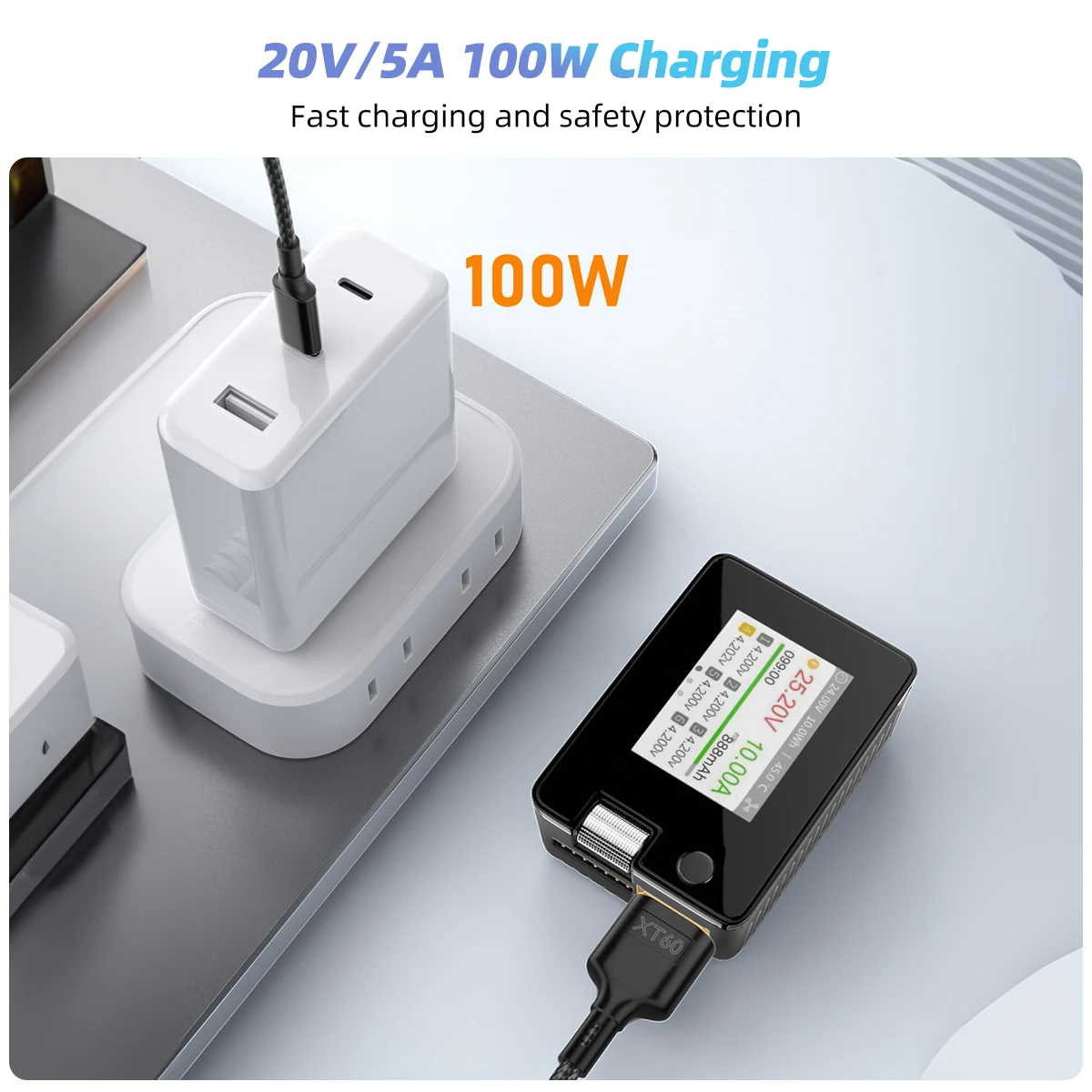 USB-C to XT60 Charging Cable for Toolkitrc SC100 Type-C to XT60 Cable For Toolkitrc M7 M6 M6D M8S 100W Fast Charging Power Line