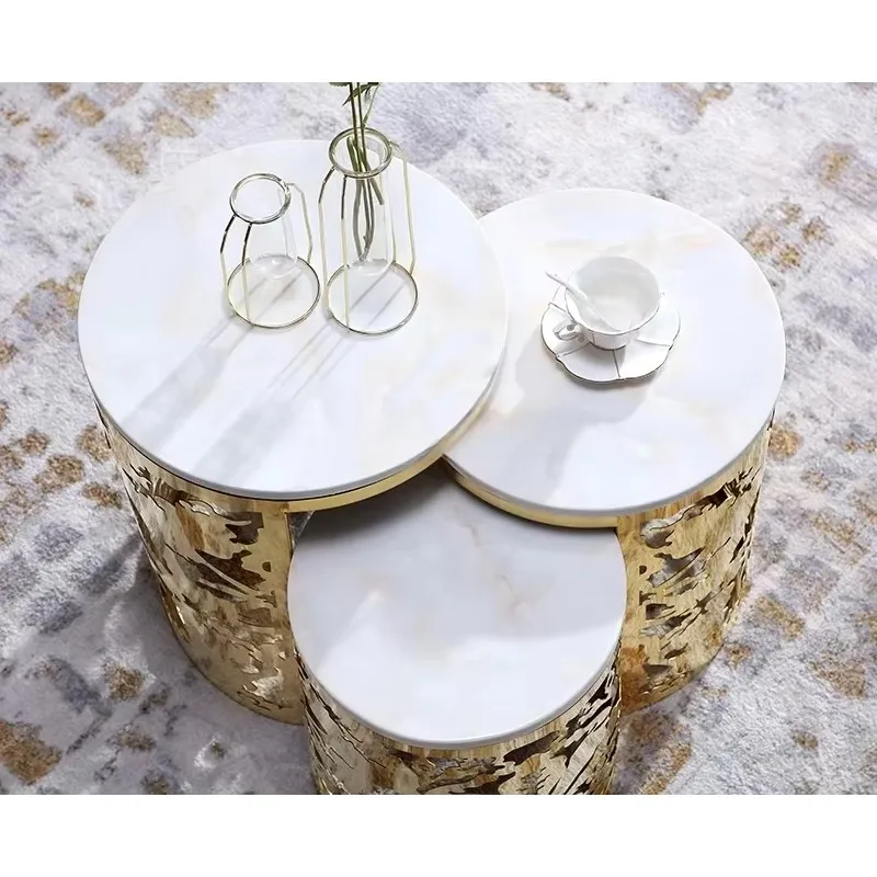 

HXL New Arrival Marble Top End Table Home Furniture Indoor 3 Pieces Coffee Table Sets