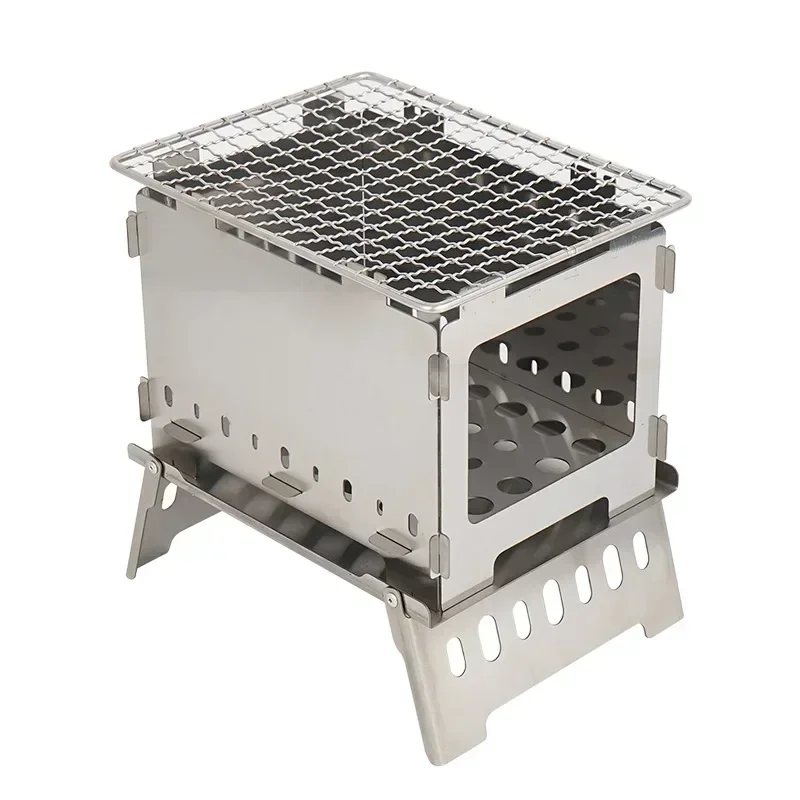 Outdoor folding card stove grill camping windproof incinerator portable charcoal fire wood fire grill