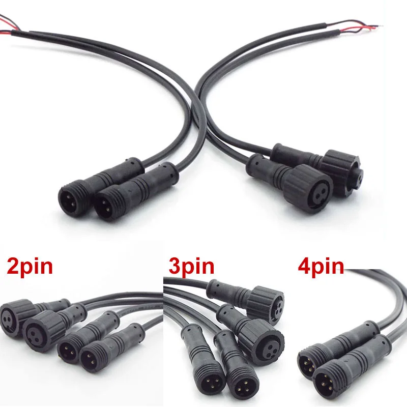 20cm 2pin 3pin 4 Pin IP65 DC female male connector power Cable Copper Wire waterproof Plug for LED Strips Jack diy car repair p1