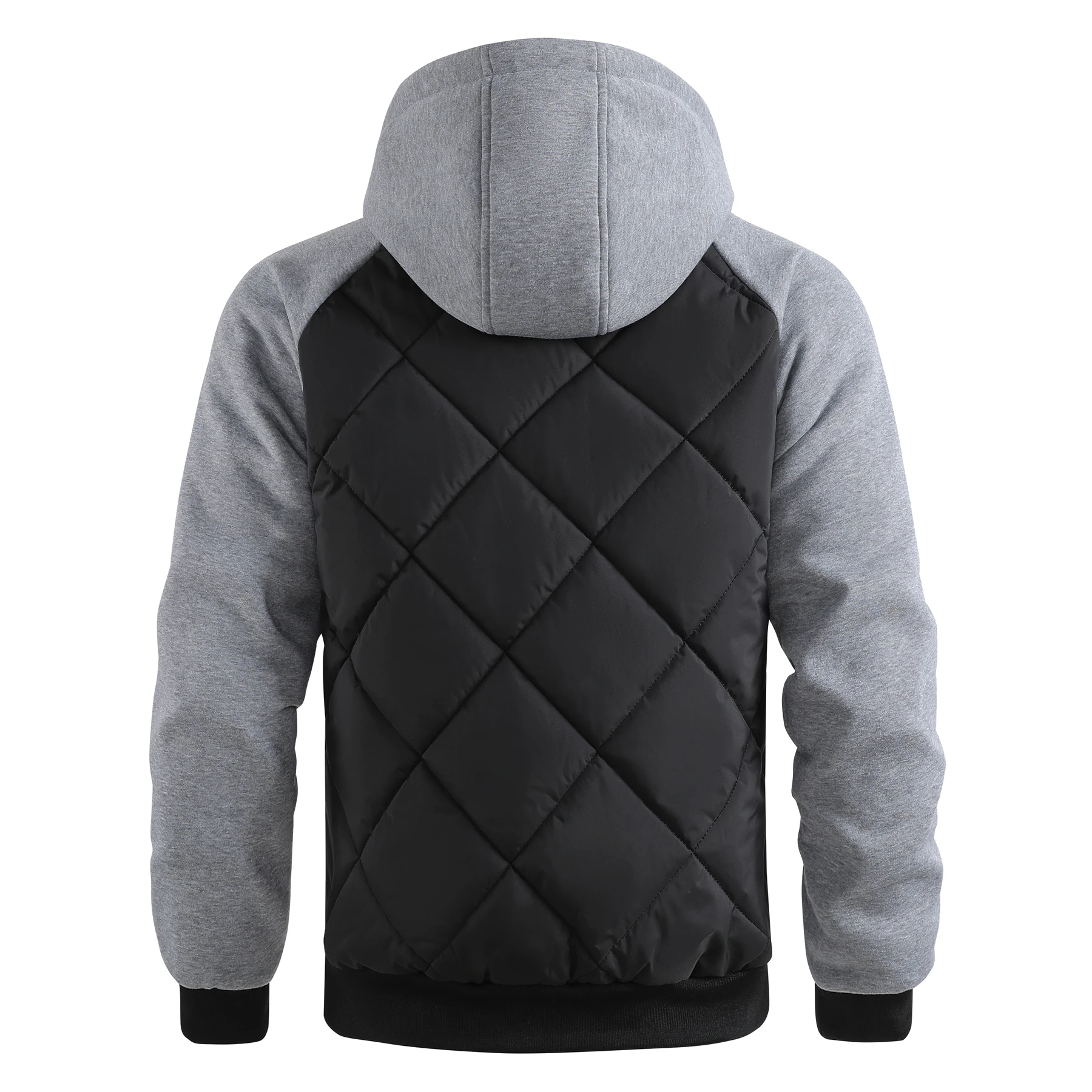 Men's padded Clothes Autumn Winter Fashion Color-block Simple Embroidery Thickened Warm Outdoor Sports Hooded Coat Men's Jacket