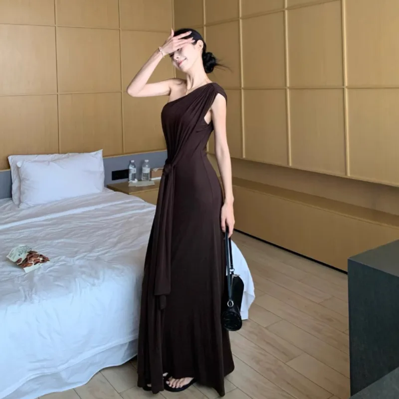 

Floral Print Cowl Neck Spaghetti Strap Maxi Dress For Women Elegant Slim Fit Waist Tie Backless Long Dress Summer Party Vacation