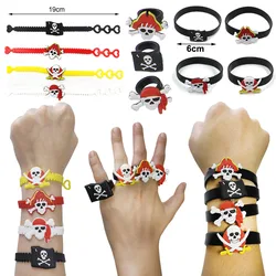 4pcs Pirate Party Supplies Favors Pirate Bracelets Rings Wristband Kids Birthday Party Gift Pirate Party Favors Decor Bag Filler