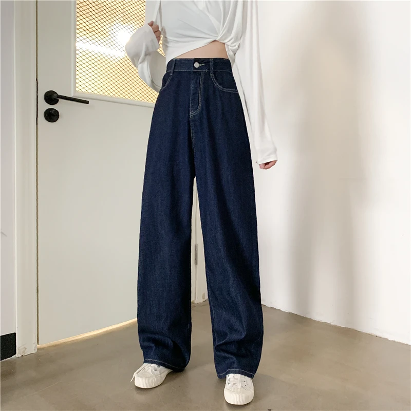 

High Waist Straight Leg Jeans plus Size Women's Loose Wide Leg Pants Floor Length Trousers Trendy Spring Autumn New Arrival