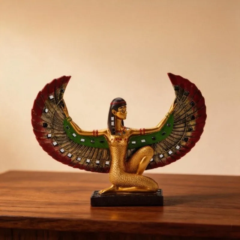Resin Statue, Facial Sculpture, Hand Drawn Pyramid Guardian Goddess