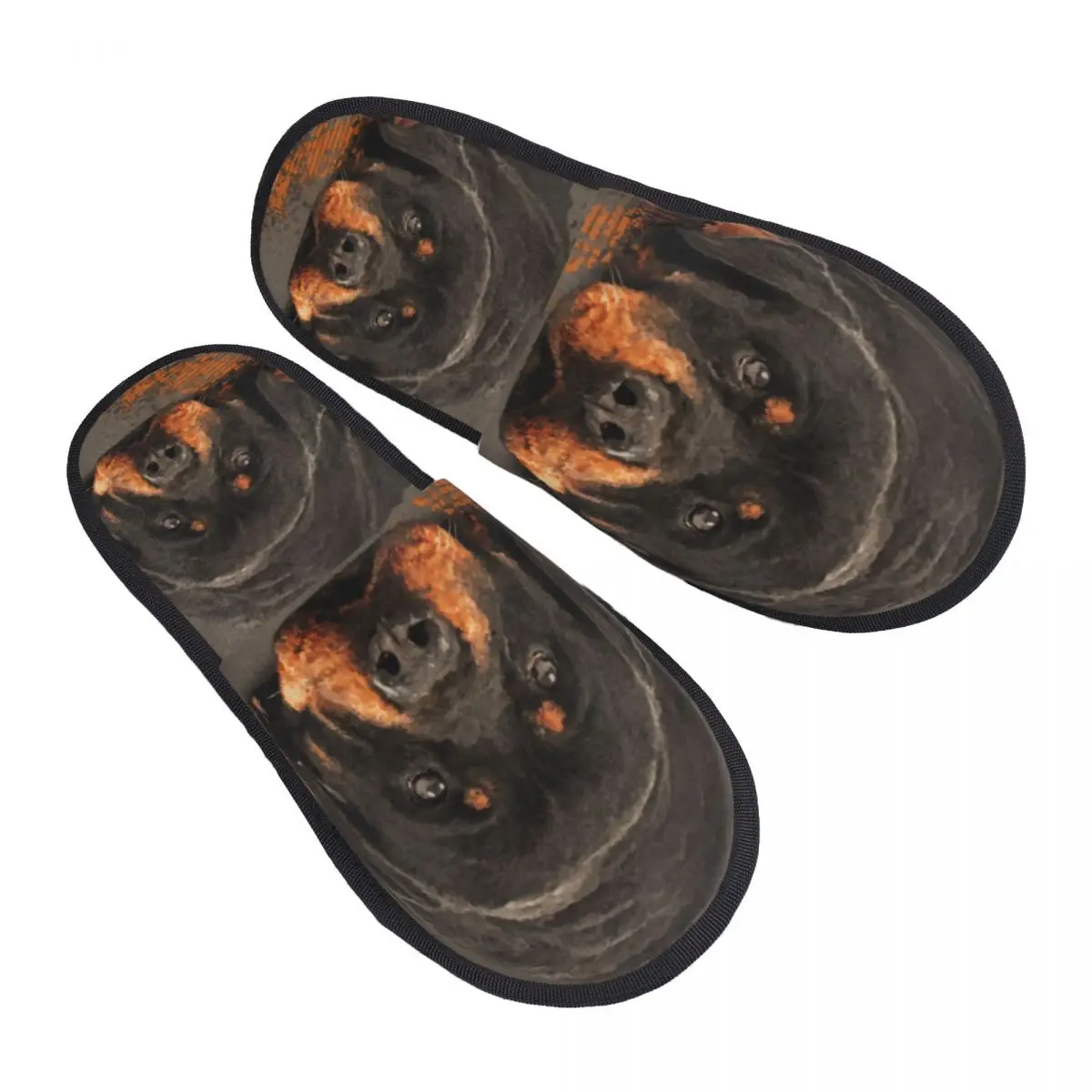 Custom Print Women Cute Rottweiler Dog House Slippers Cozy Warm Animal Memory Foam Fluffy Slipper Indoor Outdoor Shoes