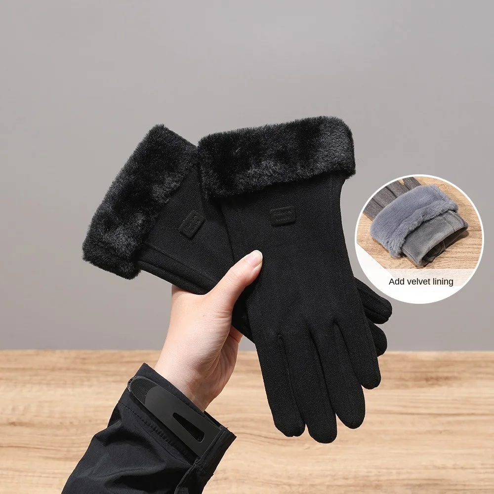 2024 Touchable Screen Winter Gloves Warm Full Finger Driving Mittens Full Finger Gloves Unisex