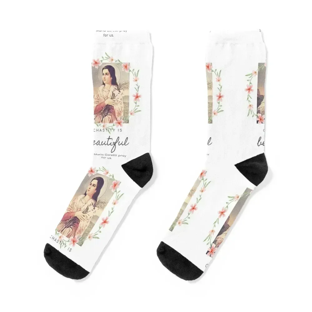 

St. Maria Goretti pray for us ora pro nobis Socks halloween Crossfit Non-slip Mens Socks Women's