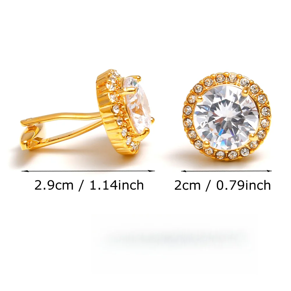 Gold and Silver Dual Color Round Diamond Inlaid Cufflinks Business Dress Banquet Exquisite High-end Shirt Accessories