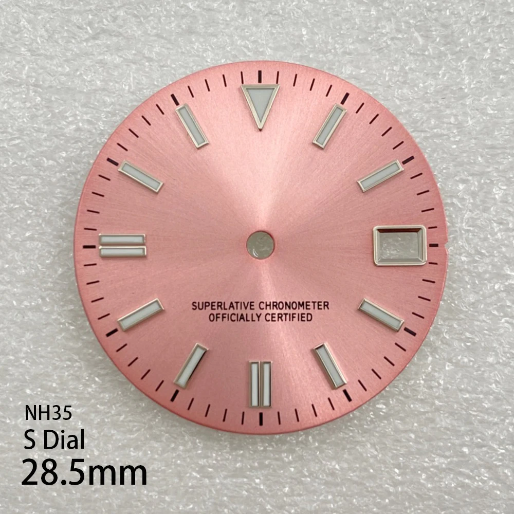 28.5mm S Logo Sunray Dial Fit NH35/NH36 Japanese Movement Green Luminous High-Quality Watch Modification Accessories